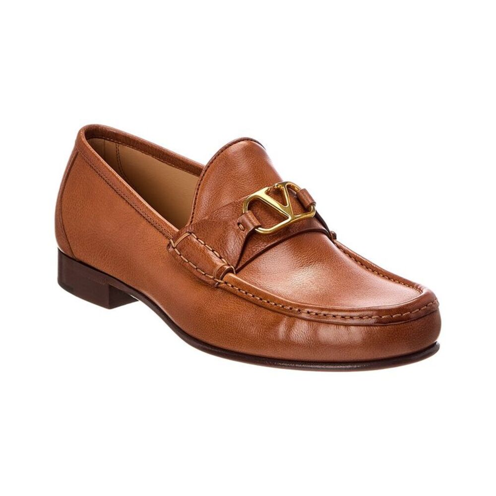Valentino Vlogo Leather Loafer, Brown